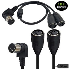 90 DIN 1 Male Plug to 2x 5 Pin DIN Female Socket Y Splitter Adapter Cable V