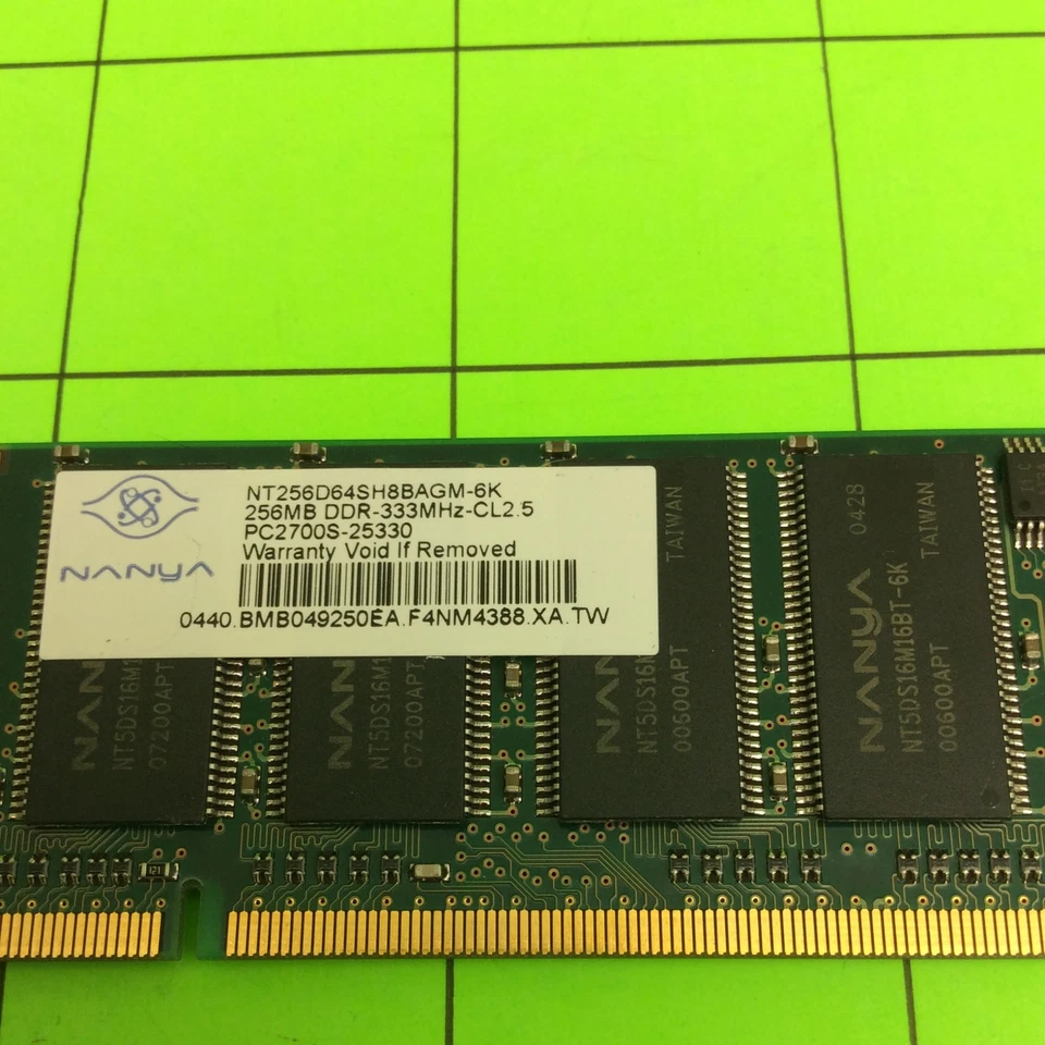 Nanya NT256D64SH8BAGM DDR-333 (PC-2700) PC-2700S Random Access Memory RAM - Image 2 of 3