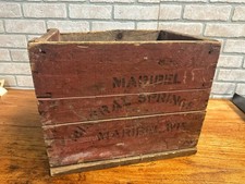 Vintage Maribel Mineral Springs Soda Wooden Crate Wisconsin Primitive Red Paint