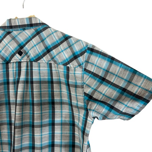 PrAna X-Large Tamrack Button Shirt Organic Cotton Short Sleeve Plaid Mens READ - Picture 13 of 14