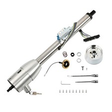28 Stainless Tilt Manual Floor Shift Steering Column W 9 Hole Adapter Key