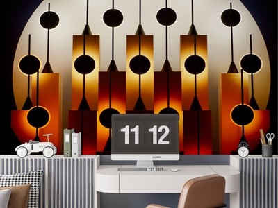 3D Geometric Graphics Lighting Fixture Wall Murals Wallpaper Murals Wall Sticker