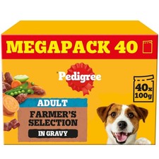 120 x 100g Pedigree Adult Wet Dog Food Pouches Mixed Farmers Selection in Gravy 3.47 per kilo