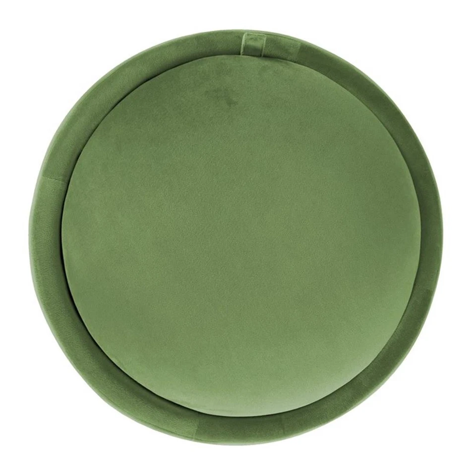 HomePop Round Transitional Velvet Upholstered Storage Ottoman in Forest Green - Image 3 of 4