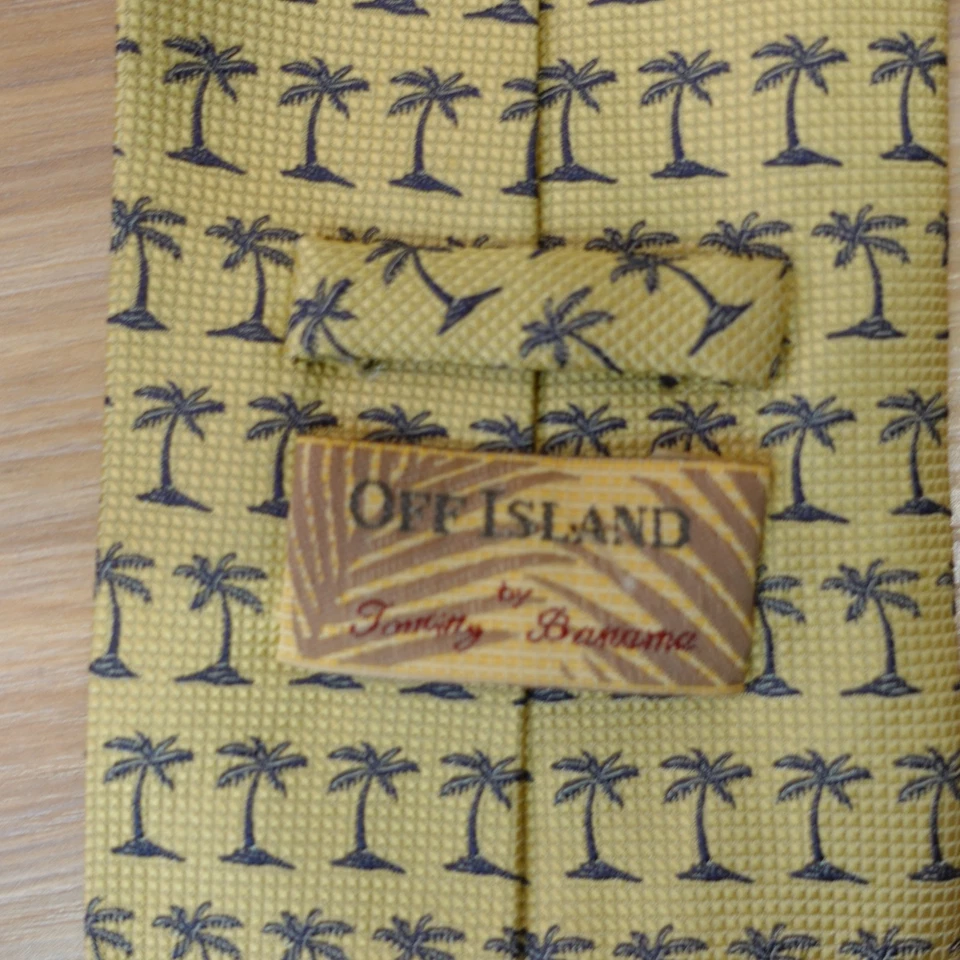 Corbata de seda tropical para hombre amarilla mantequilla palmera Aloha ancha TOMMY BAHAMA fuera de la isla Foto 4 de 4