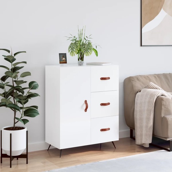 Sideboard Hochglanzweiß 69,5X34X90 Cm Holzwerkstoff Anrichte-image