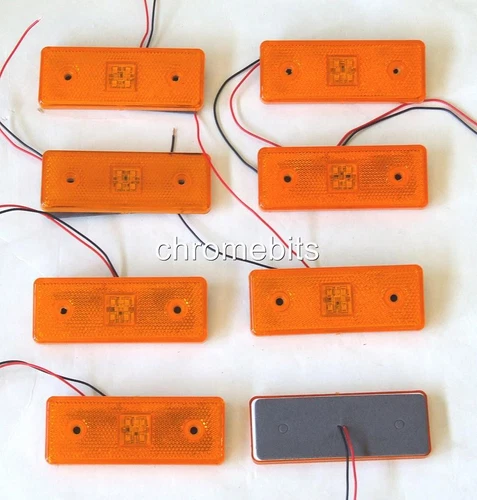 8 pcs LED Side Marker Lights 12V Orange Amber Indicator Truck Lorry Bus Trailer
