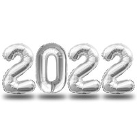 Folien Luftballon 2022 Silvester Neujahr Party Deko Ballons Zahlenballons Silber