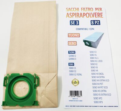 8 Sacchetti Originali Sebo Per Aspirapolvere Sebo Airbelt E1 E E3 - Foto 3