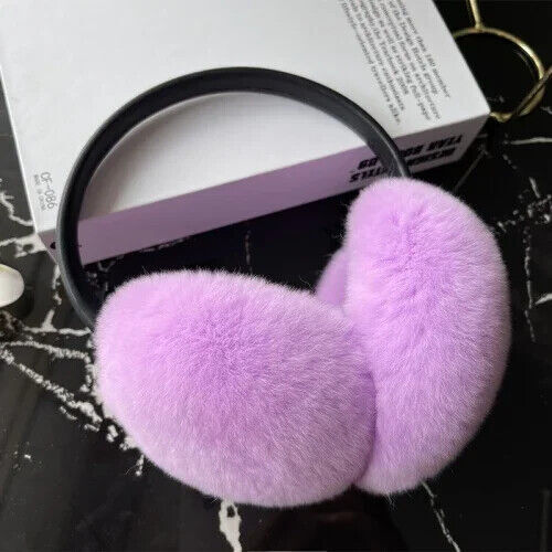 Real Rex Rabbit Fur Earmuffs for Women Winter Headphones Furry Rabbit Fur Ear - Picture 12 of 27