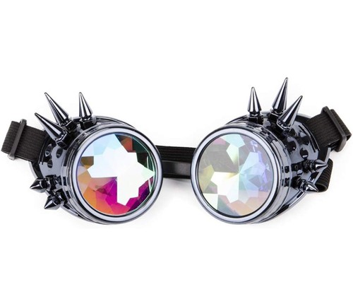 Kaleidoskop Steampunk Spike Brille Brille Cyber Punk Gothic - Schwarz/Blau - Bild 3 von 6