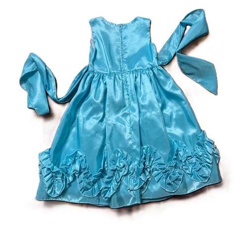 CRAYON KIDS Girls Formal Dress Turquoise Flower Girl Party Pageant Frill 5/6 EXC - Picture 5 of 8