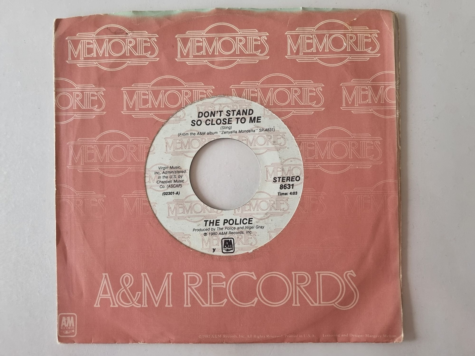 The Police - Don't stand so close to me/ De do do do, de da da da 7'' Vinyl US