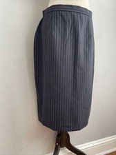 Vintage Brooks Brothers Classic Blue Pinstripe Wool Straight Pencil Skirt Sz 14