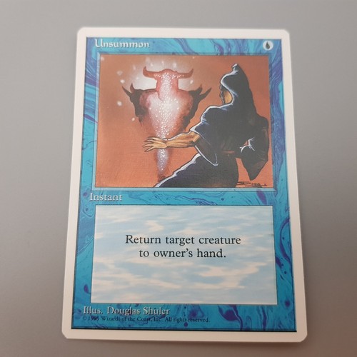 1995 MTG Magic The Gathering Unsummon Instant Playing Card VTG Deckmaster 4th - Foto 1 di 10