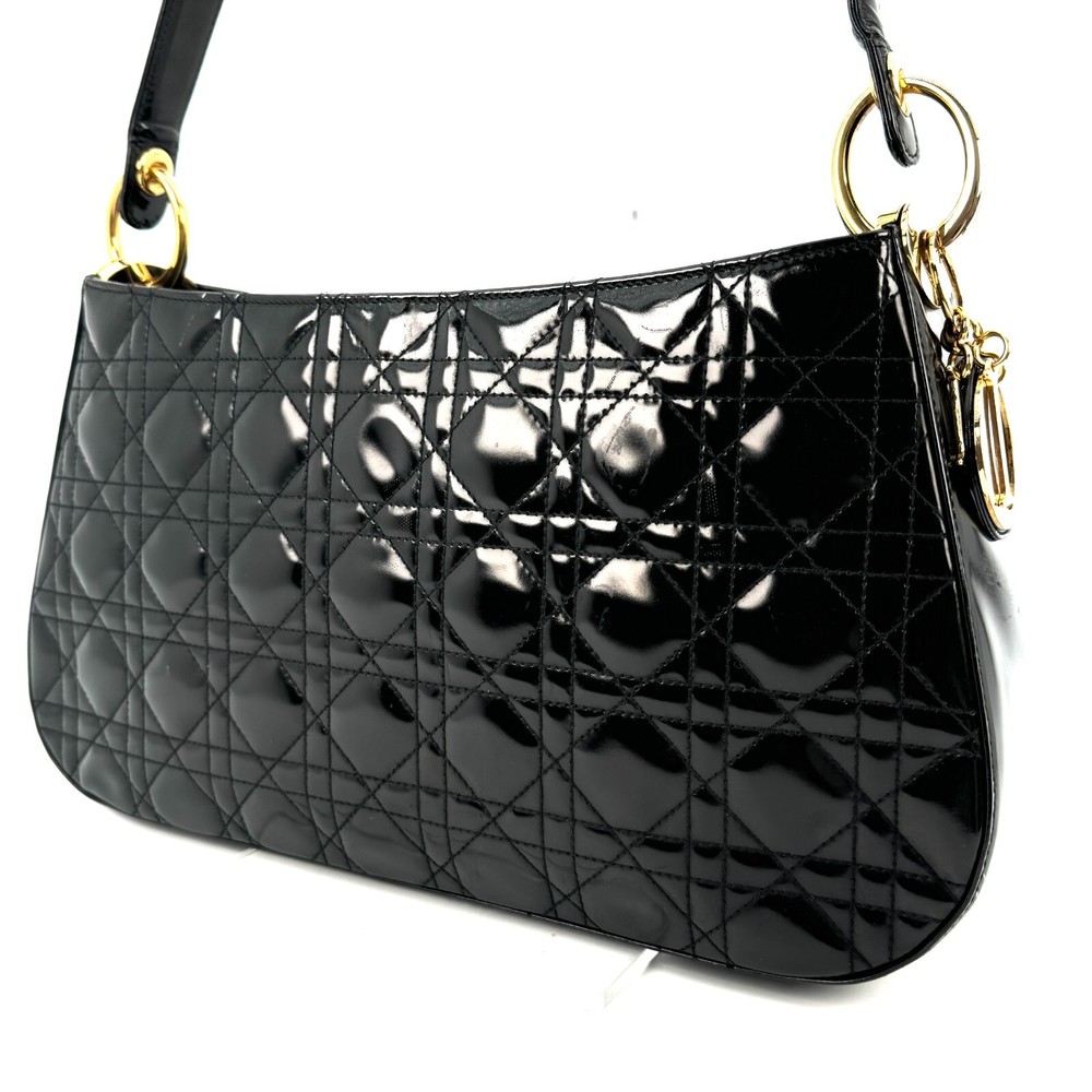 Dior Christian Dior Shoulder bag Hand Bag Enamel Patent Leather Charm Auth