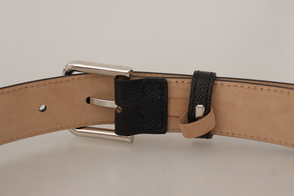 DOLCE & GABBANA Belt Black Calf Leather Brown Backend Metal