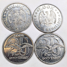 x4 LOT c1960s LOOK Magazine Tokens Coins 25th Anniversary Savings Medallion 6C