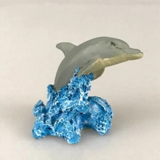 Dolphin Figurine Sculpture Living Stone Inc Single Dolphin Ocean Blue Grey