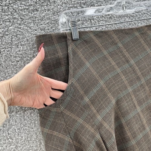 Ronen Chen Skirt Womens 12 Brown Plaid Avant Garde Pleated Bubble Hem Pocket - Picture 2 of 11