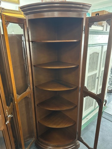 Curvaceous PAIR Of Vintage | Neoclassical | Woodcrafted | GLASS DISPLAY CABINETS - Picture 11 of 24