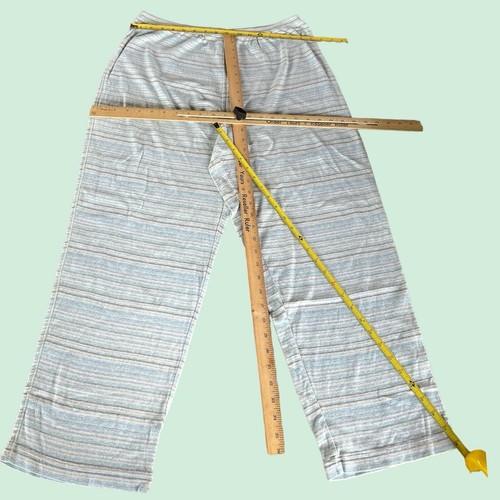 Cabernet Striped Aqua Lounge Pants PJ Bottoms Pull On Waist Soft Size Large - Picture 2 of 5