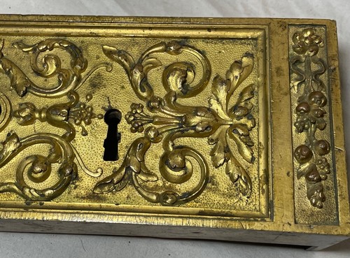 Rare antique French gilt bronze door lock hardware salvage ornate Victorian - Picture 7 of 15