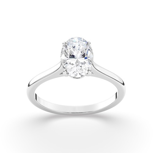 Oval Solitaire 950 Platinum Engagement Ring, 1 ct, Natural GIA Certified - Picture 5 of 9