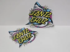 Santa Cruz Skateboard Sticker Decal Waterproof Vinyl 3.5” Shark Blue Wave X2