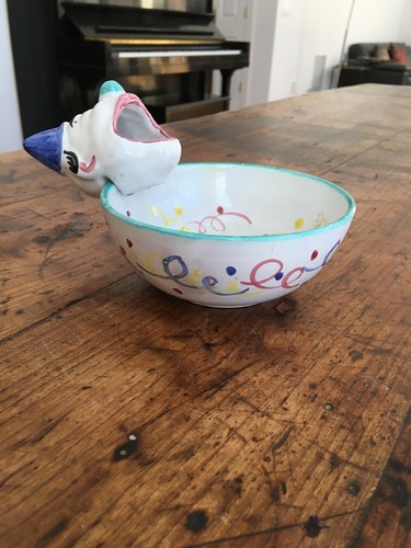 Vintage1950s Hand Painted Ceramic Baby Bowl Clown Plate Made Italy VERY RARE - Picture 3 of 7