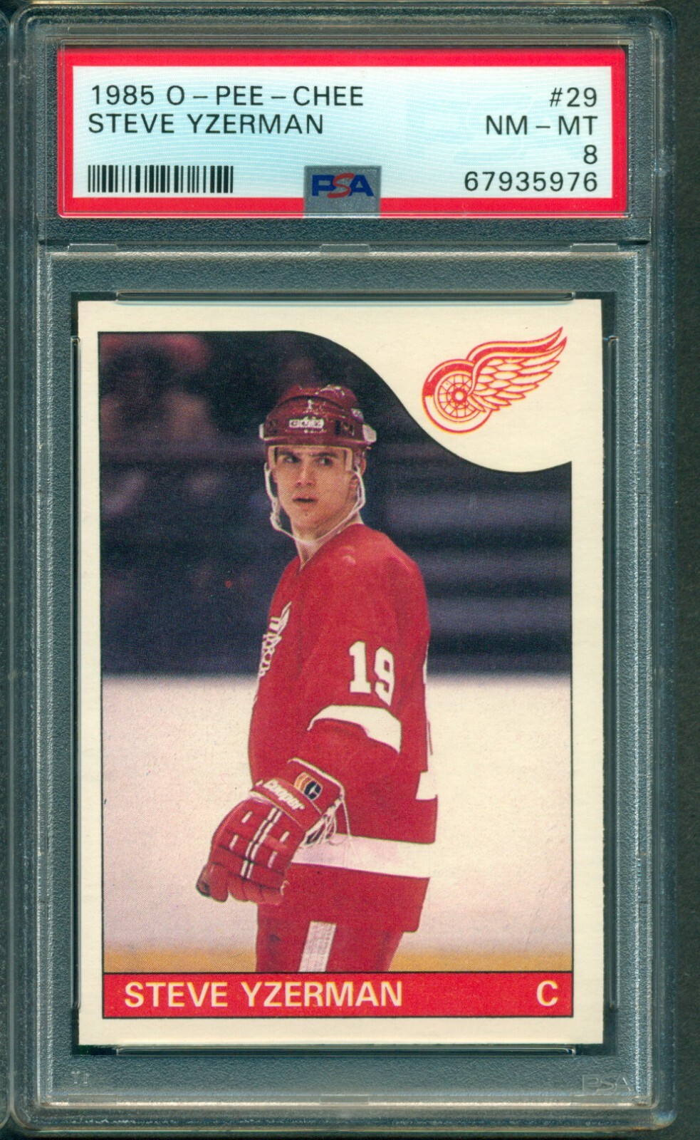 1985-86 OPC O PEE CHEE Hockey #29 Steve Yzerman HOF PSA 8 NM-MT Detroit Redwings