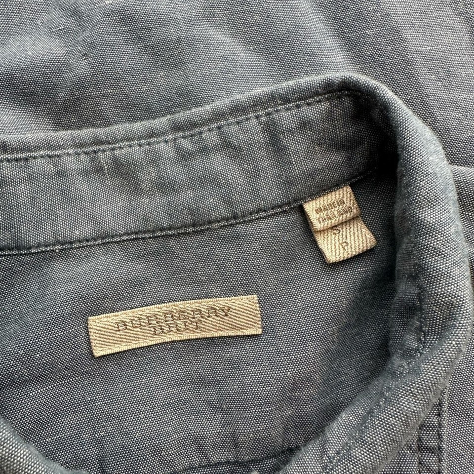 Burberry Brit Shirt Mens Small Blue Chambray Button Up Casual Shirt