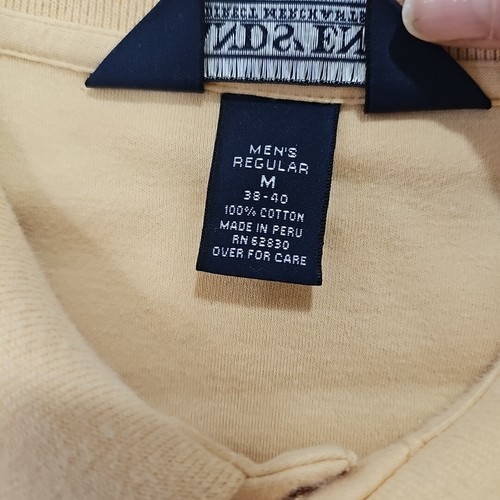 Polo Lands End Hombre Manga Larga Dobladillo Elástico Cintura Amarillo Talla M Años 80 90 - Imagen 3 de 9