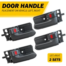 Dark Gray Inner Inside Interior Door Handle Set of 4 for 03-08 Toyota Corolla
