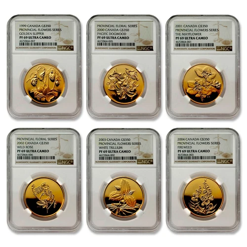 Canada 1999-2004 Provincial Flowers Series 6 coins Gold NGC PF69 UC SKU#7069
