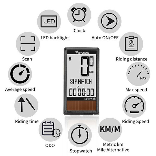 Mountain Bike Waterproof Wireless Computer Bicycle LCD Speedometer Odometer - Picture 8 of 14