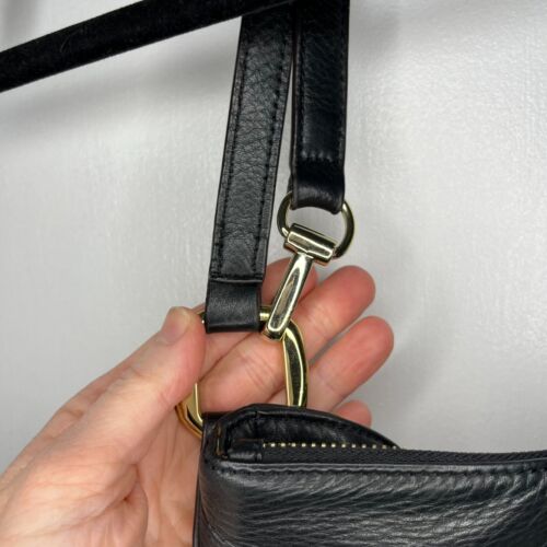 B. Makowsky borsa a secchio in pelle nera convertibile cerniera oro clip borsa a scatto - Foto 5 di 20