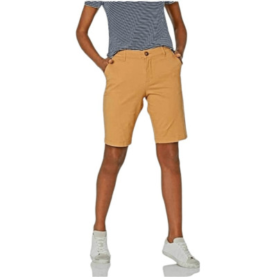 Amazon Essentials Women's Yellow Cotton/Spandex Flat Front Chino Shorts NEW