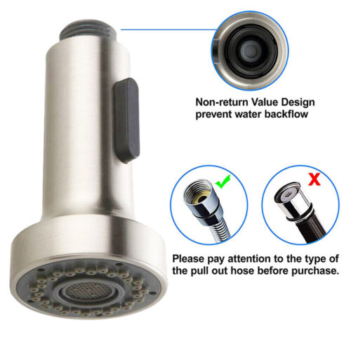Kitchen Sink Pull-Out Faucet Sprayer /Pull Down Spray Head Replacement Brushed - Picture 4 of 8