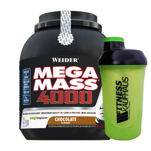 (20.63 EUR/kg) Weider Mega Mass 4000 - 3000g Weight Gainer Selectable + Shaker - Picture 1 of 5