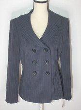 John Meyer of Norwich Navy Red Striped Double Breast Lined Blazer Size 10 NWT