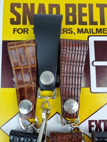 Vintage lot leather belt loop keychain w/ snap Trucker Woven & textured 12 pcs. - Picture 2 of 12