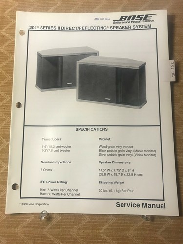ORIGINAL BOSE-201-II DIRECT/REFLECTING 