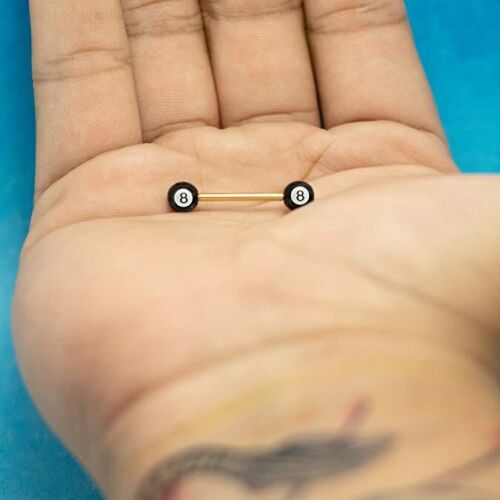 "Emoji 2 piezas oro 316L acero inoxidable 14G 8 bolas perforación barra 5/8" - Imagen 3 de 6