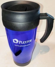 Plextor Promotional Travel Coffee Mug, Translucent Blue, mfd by Sweda Ultra Rare