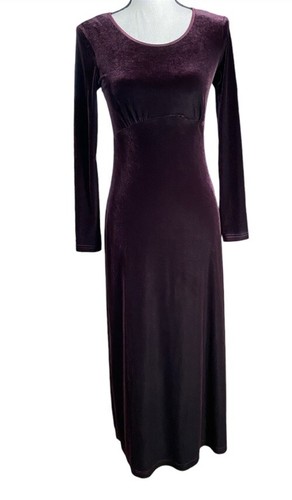 Vintage My Michelle Burgundy Velvet Slinky Fit Dress Size S Gothic Witch USA - Picture 2 of 9