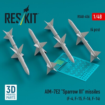 AIM-7E2 ''Sparrow III'' missiles 4pcs (F-4, F-15, F-16, F-14) Scale 1:48 RS48-0456
