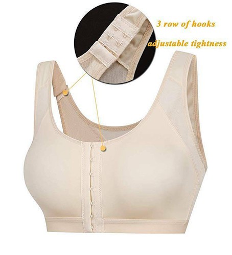 Women Post Surgery Sport Bra Top Front Closure Brassiere Adjustable Strap Shaper - Picture 7 of 17
