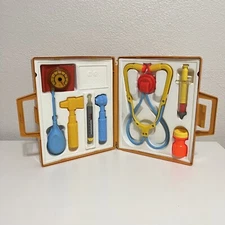 Vintage Fisher Price Medical Kit Playset Carrying Case Doctor Set Complete 1977