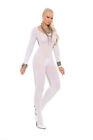 White Opaque Long Sleeve Crotchless Bodystocking Plus Size Lingerie Xl-2x